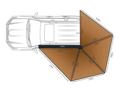 Rainger Duo 270 Degree Awning Single Angled Wall - 2.5M