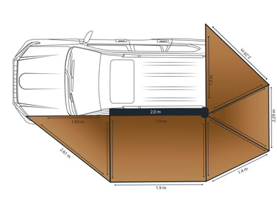 Rainger Duo 6ARM 270 Degree Awning - 2.0M D Zip for RTT