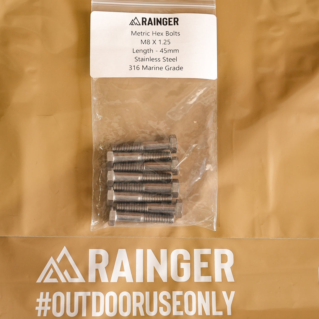 Rainger M8 x 1.25mm 316 Marine Grade Stainless Hex Bolt Kit – 8 Pack ( 20mm / 45mm / 55mm / 70mm ) alternative view