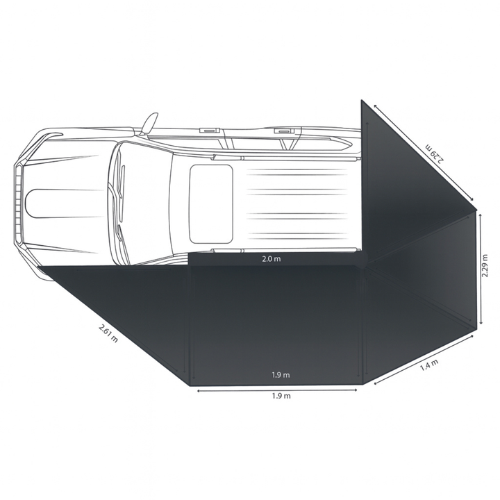 Rainger NEW – Rainger Duo 6ARM 270 Degree Awning – 2.0M D Zip for RTT detail view