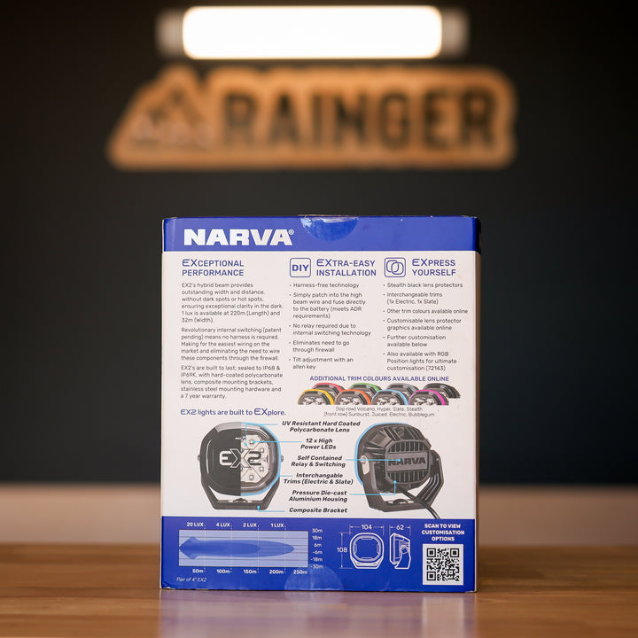 Narva – EX2 4″ Driving Light – Single Ditch LED Spread Beam (12–24V, Single) – 72142 detail view