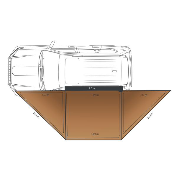 Rainger Duo 180 Degree Awning - 2.0M + FREE Kitchen Caddy