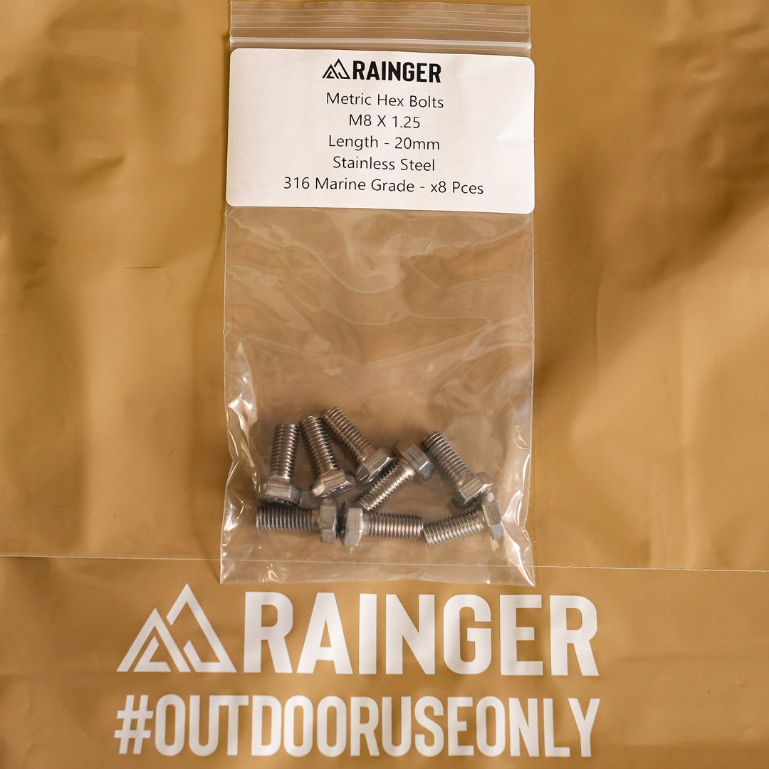 Rainger M8 x 1.25mm 316 Marine Grade Stainless Hex Bolt Kit – 8 Pack ( 20mm / 45mm / 55mm / 70mm ) alternative view
