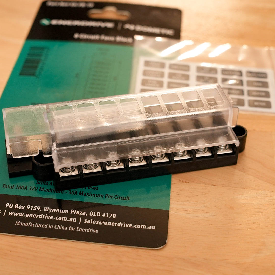 Enerdrive - Fuse Block 8 Way Positive with Cover and Label Kit - EA-FB-10