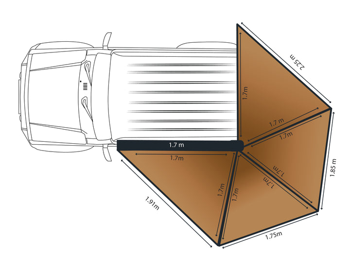 Rainger Duo 270 Degree Awning – 1.7M Jimny/Jeep/SWB detail view