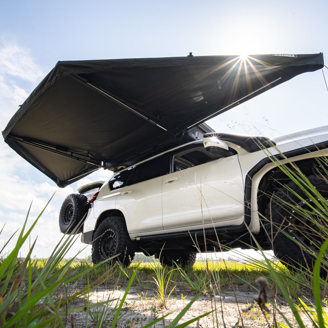 Rainger Duo 180 Degree Awning – 2.0M in desert tan – 270 degree awning system
