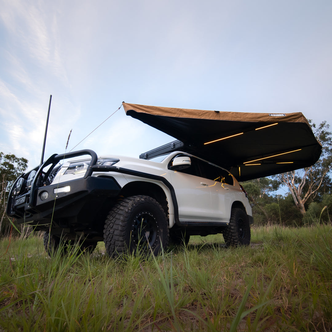 Rainger NEW – Rainger Duo 6ARM 270 Degree Awning – 2.0M D Zip for RTT side profile view