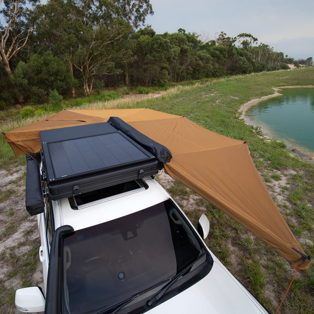 Rainger NEW – Rainger Duo 6ARM 270 Degree Awning – 2.0M D Zip for RTT side profile view
