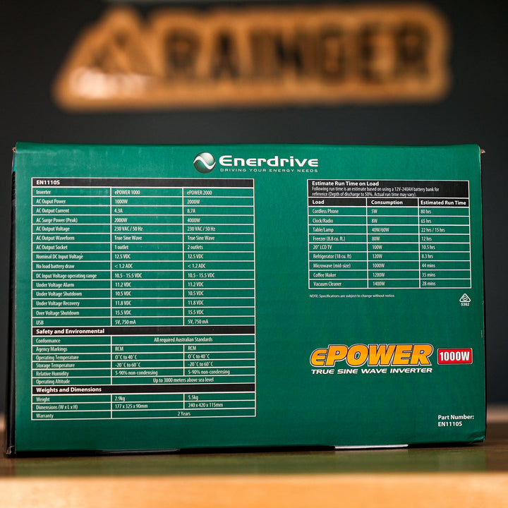 Enerdrive – 1000W Pure Sine Wave Inverter 12V to 240V – With Remote Switch and 150A M – EN1110S alternative view