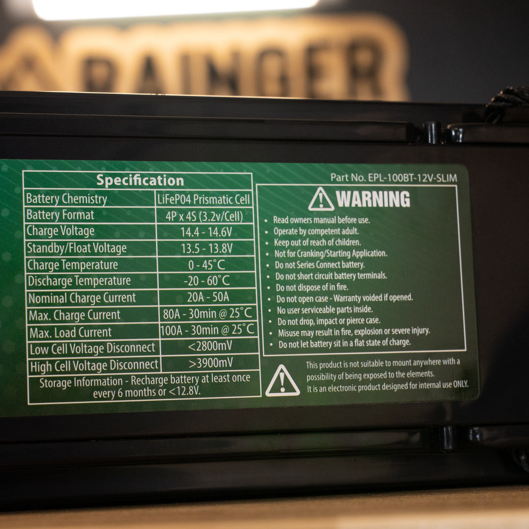 Enerdrive – B-TEC 100Ah 12V Lithium LiFePO₄ Slim Case Battery – EPL-100BT-12V-SLIM detail view