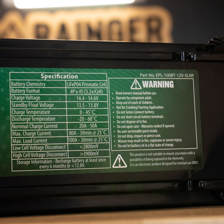Enerdrive – B-TEC 100Ah 12V Lithium LiFePO₄ Slim Case Battery – EPL-100BT-12V-SLIM detail view