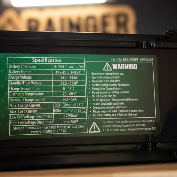 Enerdrive – B-TEC 100Ah 12V Lithium LiFePO₄ Slim Case Battery – EPL-100BT-12V-SLIM
