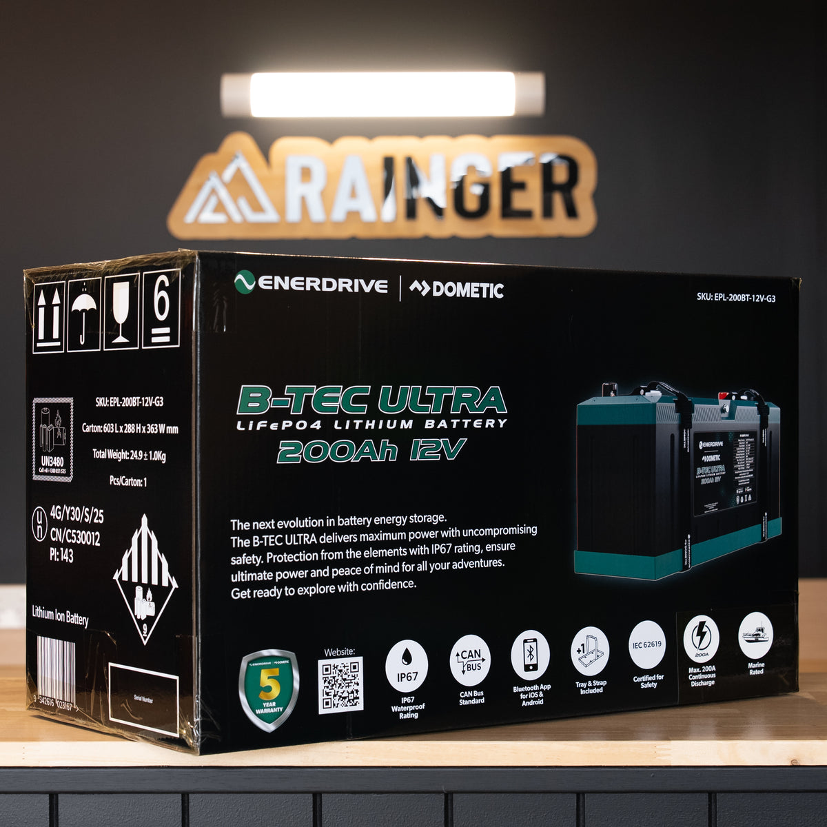 Enerdrive B-TEC Ultra 200Ah 12V LiFePO4 Battery | Rainger