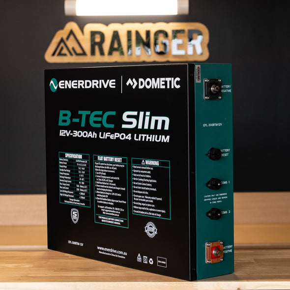 Enerdrive – B-TEC Lithium 300Ah 12V LiFePO4 Slim Metal Case Battery – EPL-300BTM-12V