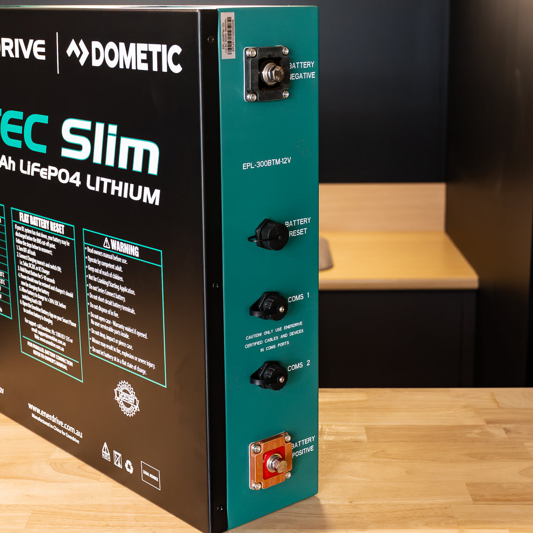 Enerdrive – B-TEC Lithium 300Ah 12V LiFePO4 Slim Metal Case Battery – EPL-300BTM-12V detail view
