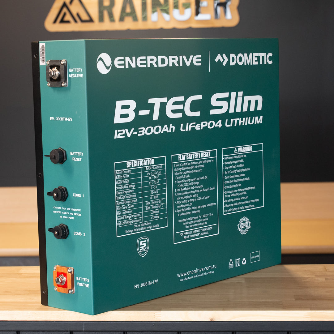 Enerdrive – B-TEC Lithium 300Ah 12V LiFePO4 Slim Metal Case Battery – EPL-300BTM-12V detail view