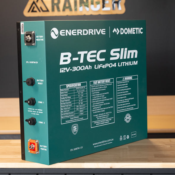 Enerdrive – B-TEC Lithium 300Ah 12V LiFePO4 Slim Metal Case Battery – EPL-300BTM-12V
