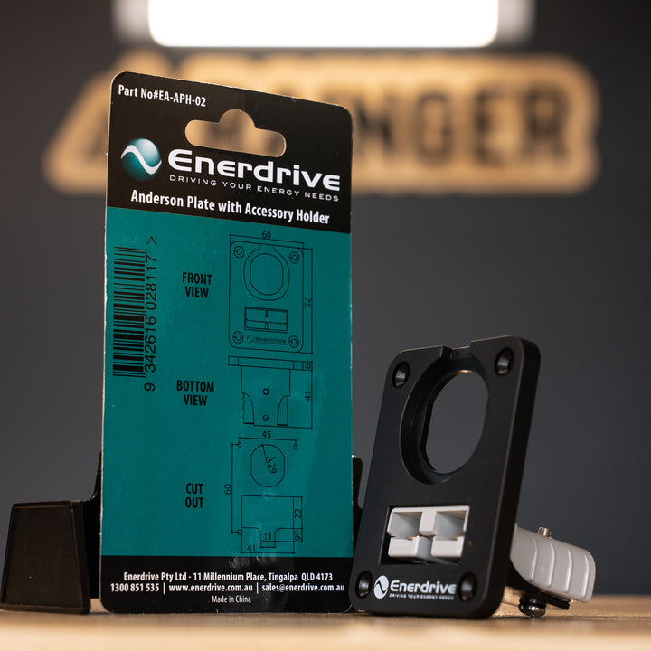 Enerdrive – Panel Mount 50A Anderson Plug Holder + 1 Socket Hole – EA-APH-02 automotive mounting hardware