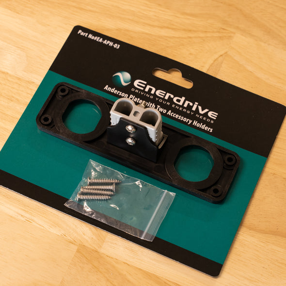Enerdrive – Panel-Mount 50A Grey Anderson Plug Holder + 2 Socket Holes – EA-APH-03