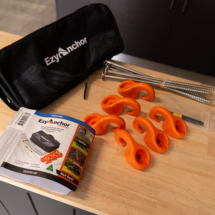Maxtrax Ezy Anchor – Coastal Pack – Heavy Duty Screw Peg Kit (with Carry Bag) – EACP detail view