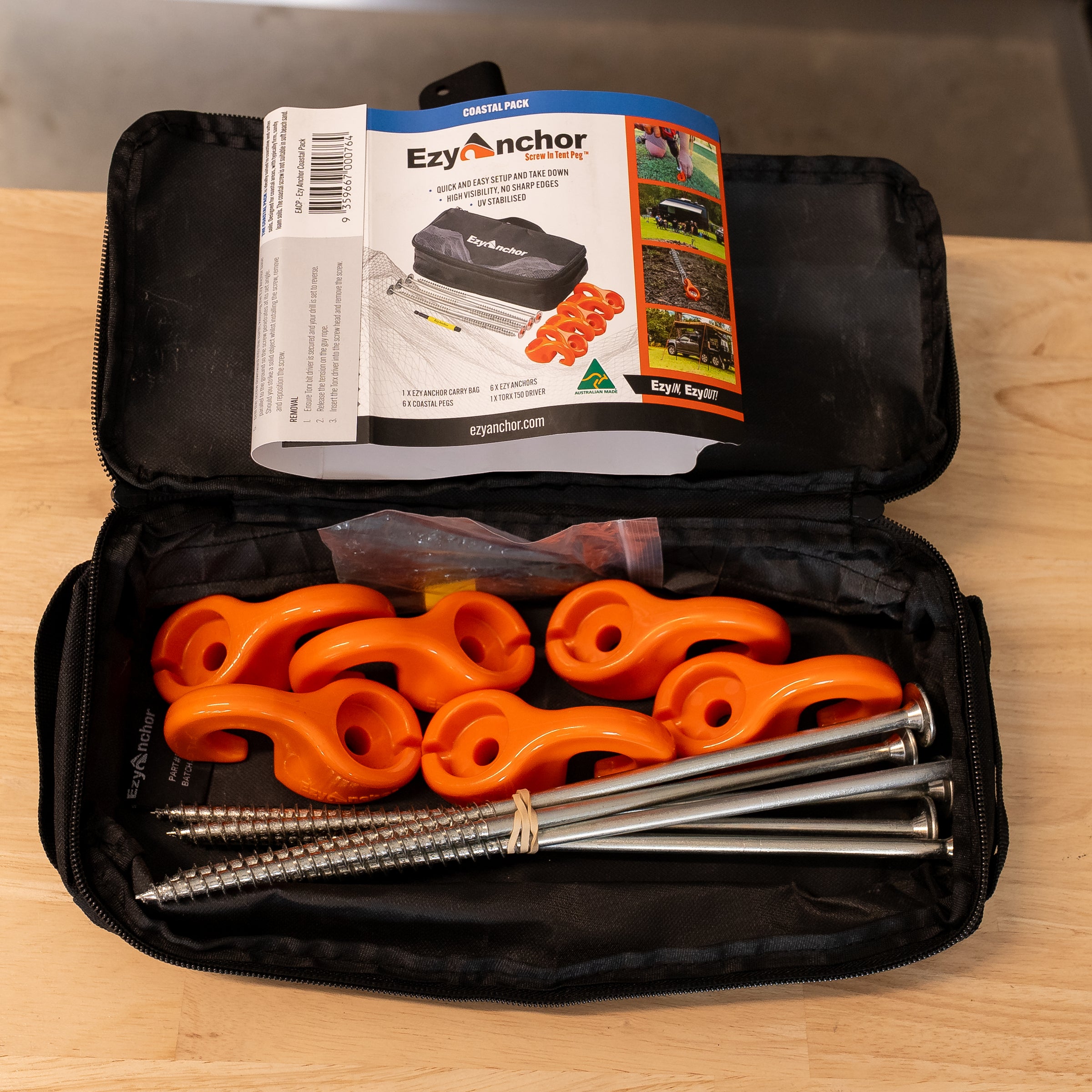 Maxtrax Ezy Anchor – Coastal Pack – Heavy Duty Screw Peg Kit (with Carry Bag) – EACP