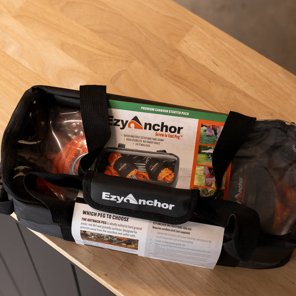 Ezy Anchor – Premium Caravan Starter Pack - Heavy Duty Screw Peg Kit (with Carry Bag) – EAPCSP