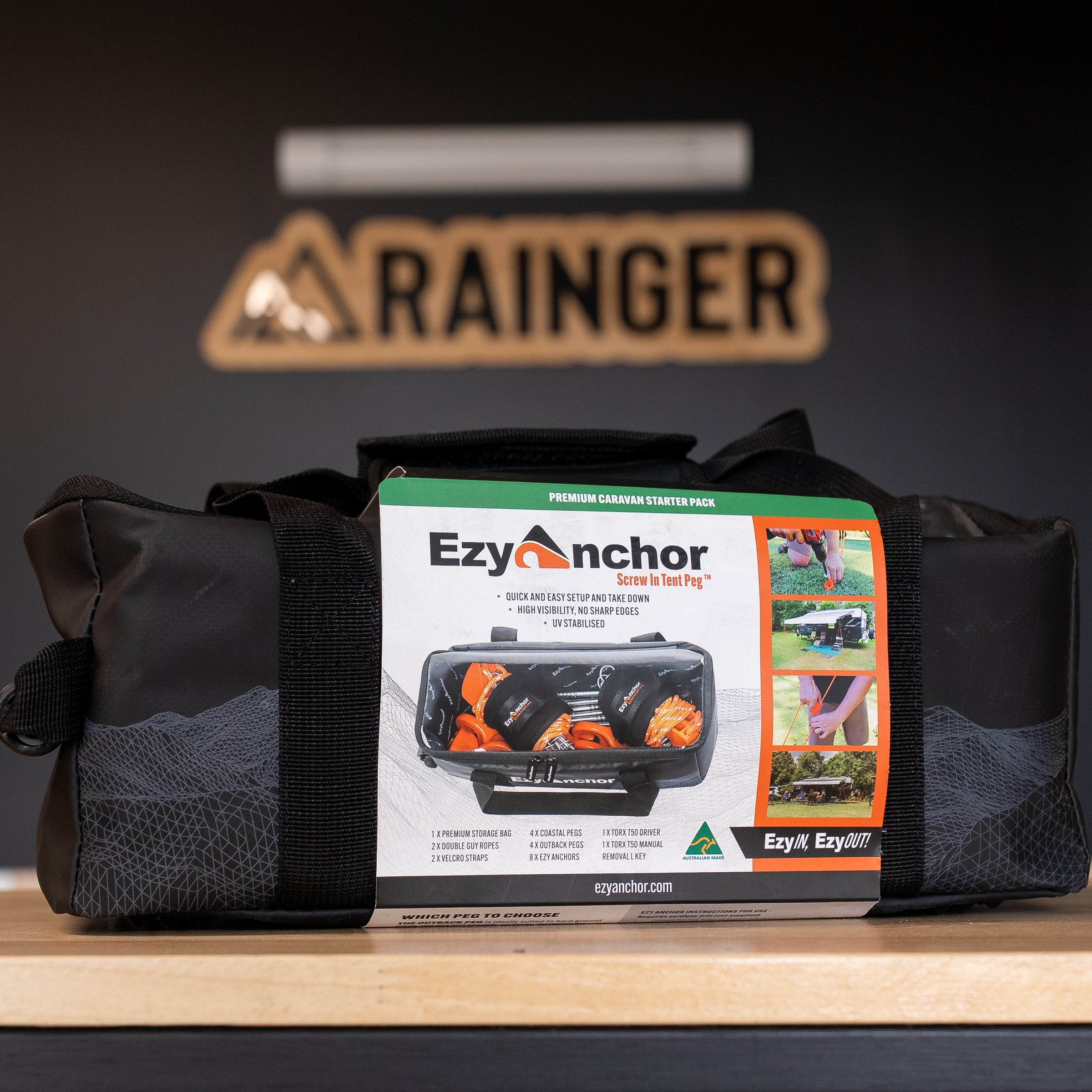 Maxtrax Ezy Anchor – Premium Caravan Starter Pack – Heavy Duty Screw Peg Kit (with Carry Bag) – EAPCSP