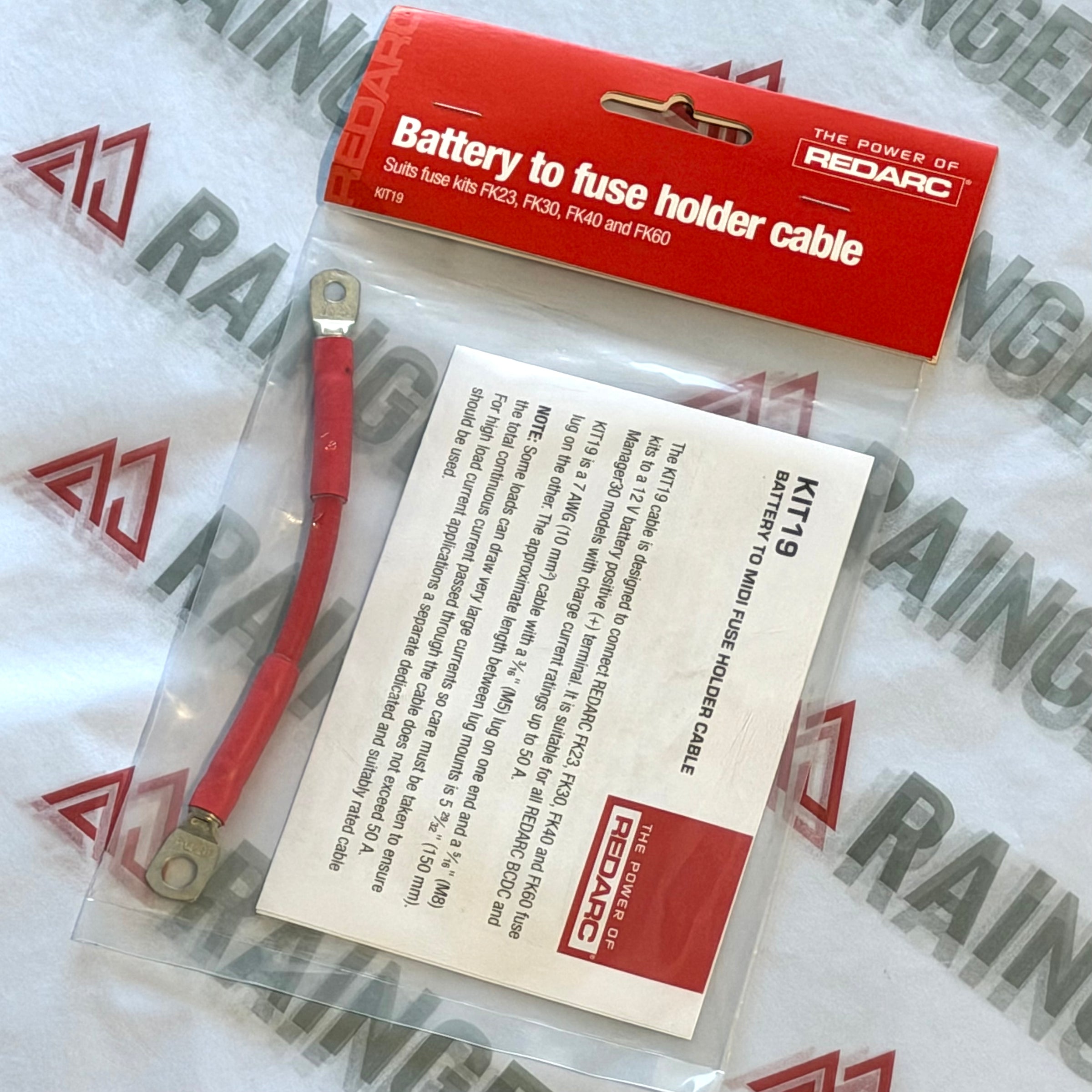 REDARC KIT19 Battery to Fuse Cable - 150mm 50A - Suits BCDC Chargers