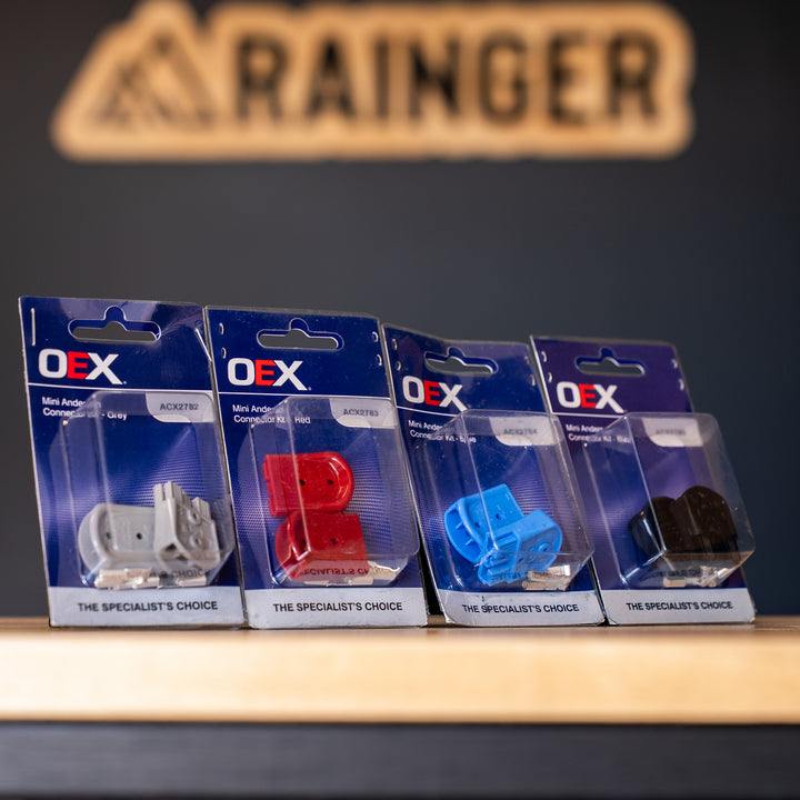 OEX – Mini 35A Anderson Plug Pairs (Grey/Red/Blue/Black) Available – Twin Pack With Terminals