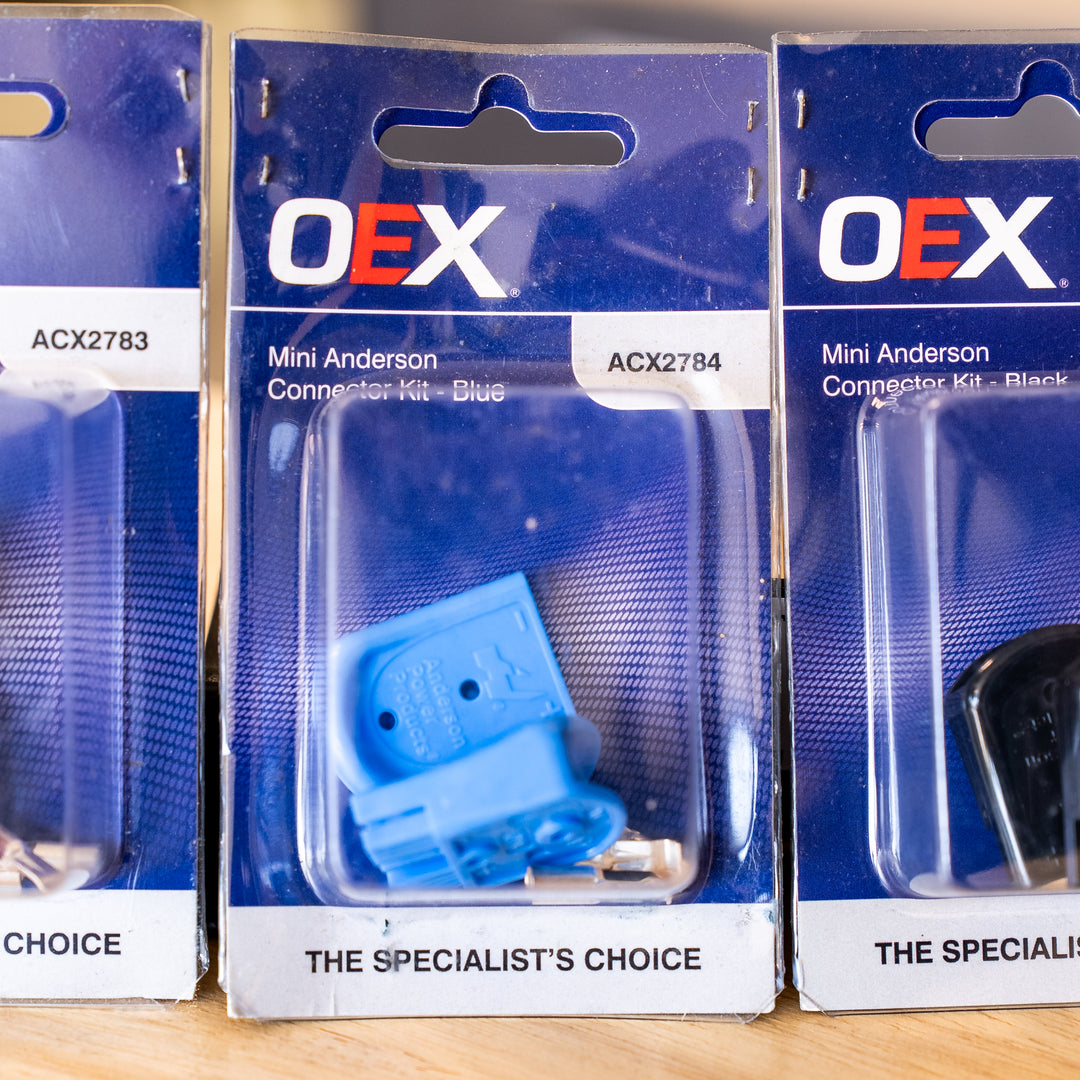 OEX – Mini 35A Anderson Plug Pairs (Grey/Red/Blue/Black) Available – Twin Pack With Terminals detail view