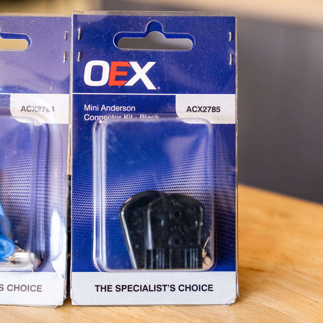 OEX – Mini 35A Anderson Plug Pairs (Grey/Red/Blue/Black) Available – Twin Pack With Terminals detail view