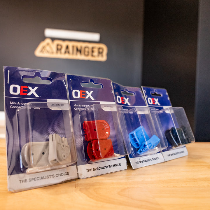 OEX – Mini 35A Anderson Plug Pairs (Grey/Red/Blue/Black) Available – Twin Pack With Terminals detail view