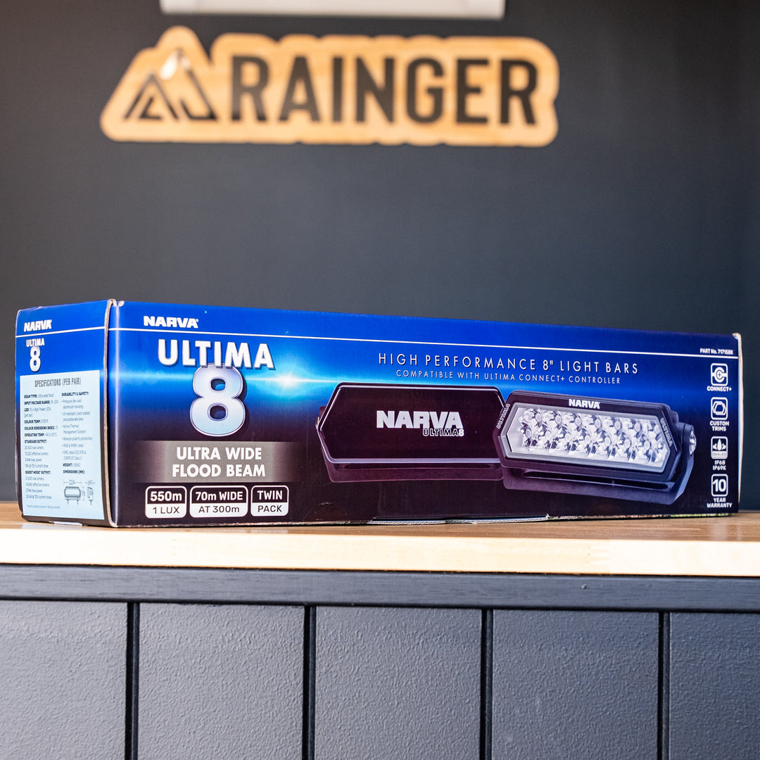 Narva – PAIR Ultima 8" LED Light Bar – Flood or Combo (Black Kit) – 71715BK OR 71710BK – Twin Pack LED light fixture