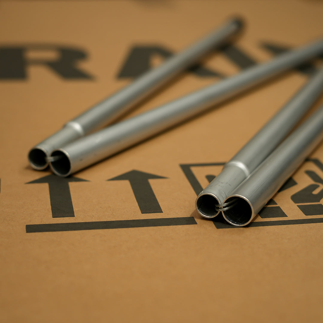Rainger Swag Awning Poles – Extended Length – 2 PCE Folding Alloy Pair – 1000mm installation setup