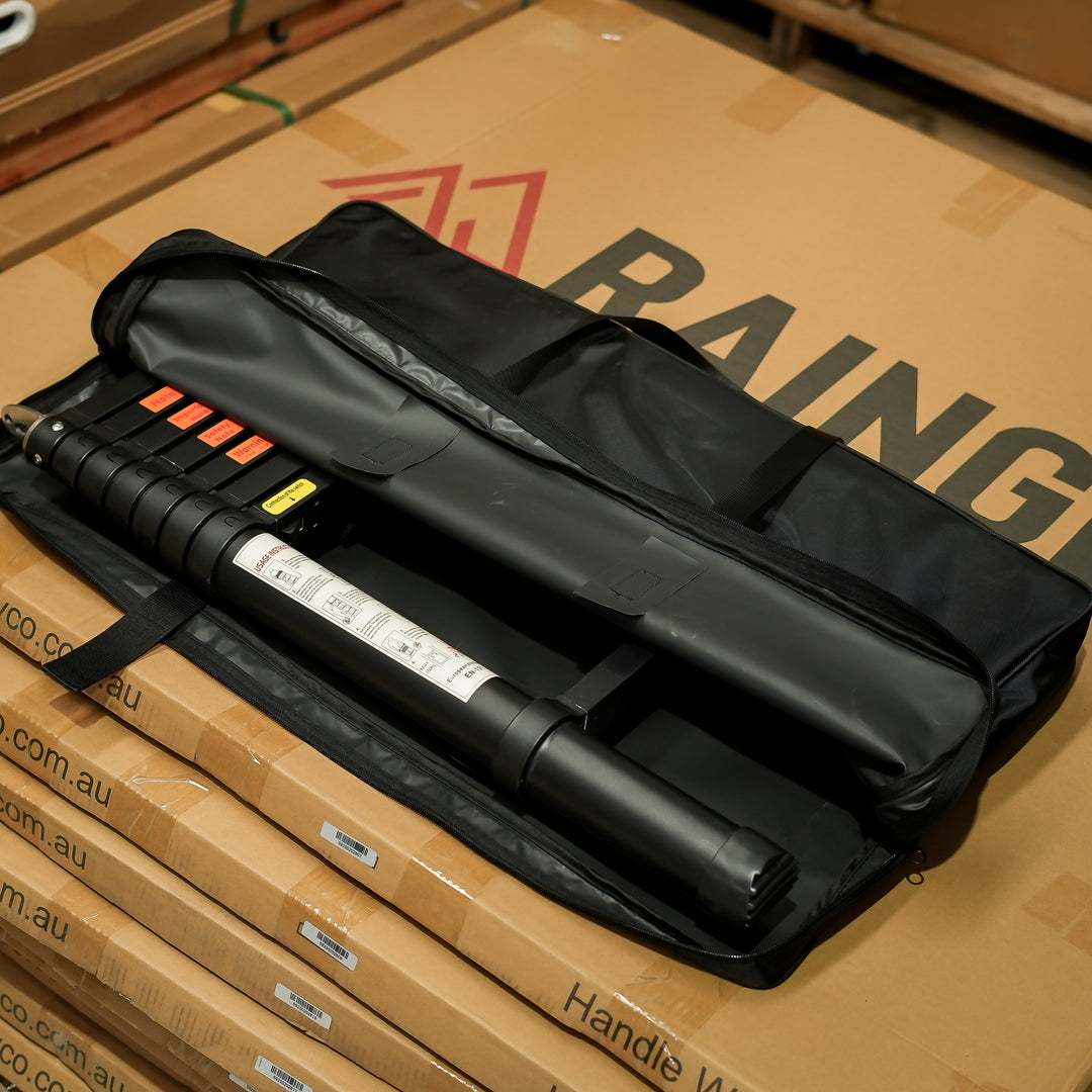 Rainger Telescopic Angled Wide Step Ladder 2.3M or 2.6M – Quick Lock Top – Suits Roof Top Tent – Revo X side profile view