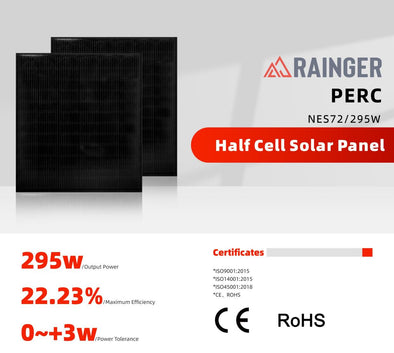Rainger REVO 295W All-Black Monocrystalline PERC Solar Panel – 182mm Cells