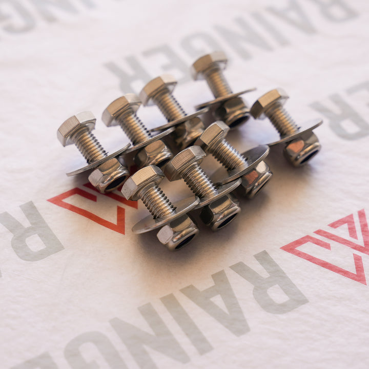 Rainger - SPECIAL M8 Hex Screw Kit - Oversize 13.8mm Head - 316 Stainless 8 Pack - Suits Awning Rear Slot &amp; M8 Channel Sliders