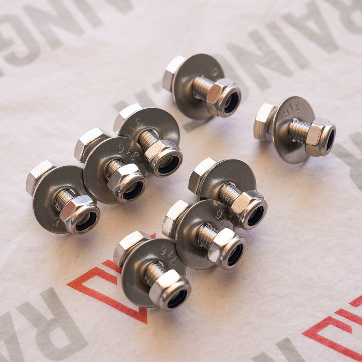 Rainger - SPECIAL M8 Hex Screw Kit - Oversize 13.8mm Head - 316 Stainless 8 Pack - Suits Awning Rear Slot &amp; M8 Channel Sliders