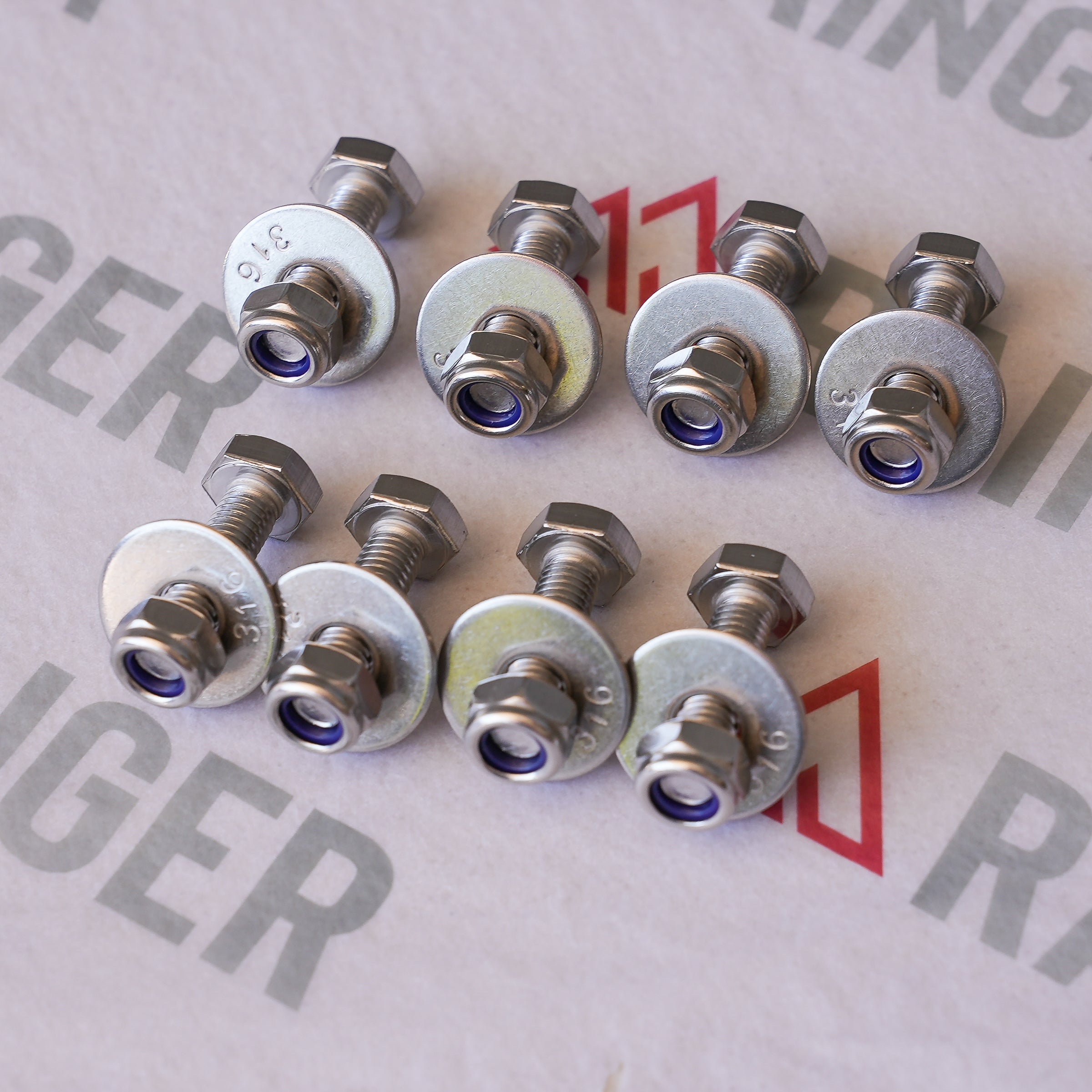 Rainger - SPECIAL M8 Hex Screw Kit - Oversize 13.8mm Head - 316 Stainless 8 Pack - Suits Awning Rear Slot & M8 Channel Sliders