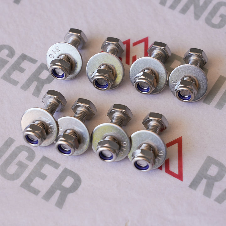 Rainger - SPECIAL M8 Hex Screw Kit - Oversize 13.8mm Head - 316 Stainless 8 Pack - Suits Awning Rear Slot &amp; M8 Channel Sliders