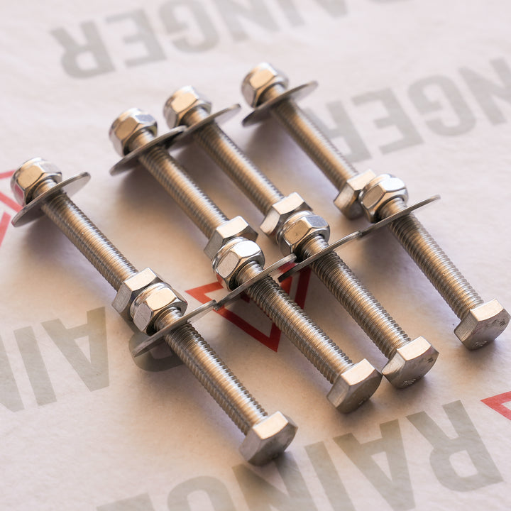Rainger - SPECIAL M8 Hex Screw Kit - Oversize 13.8mm Head - 316 Stainless 8 Pack - Suits Awning Rear Slot &amp; M8 Channel Sliders