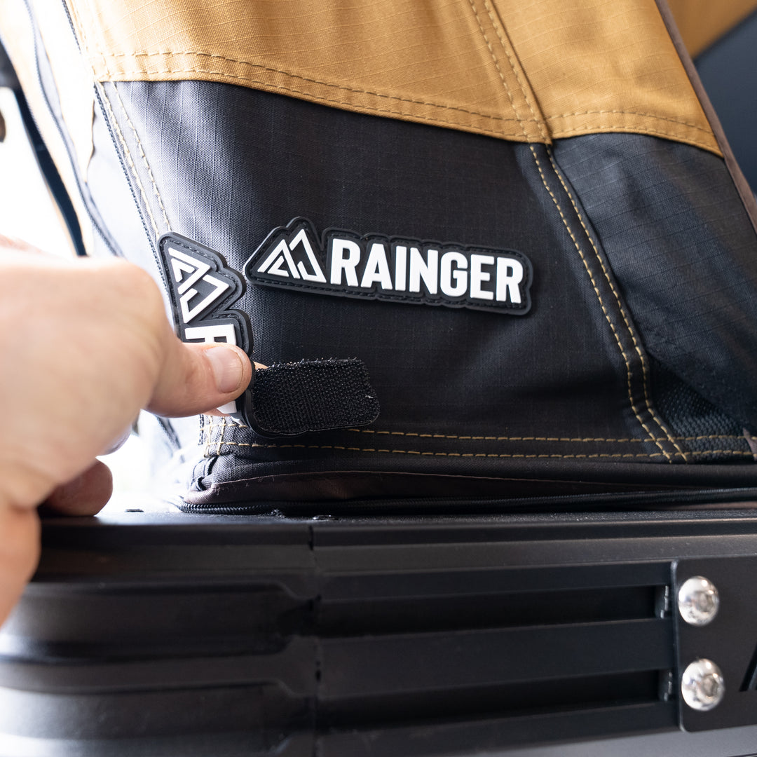 Rainger Premium 3D Velcro-Backed Rubber Logo Patch (110mm x 20mm) detail view