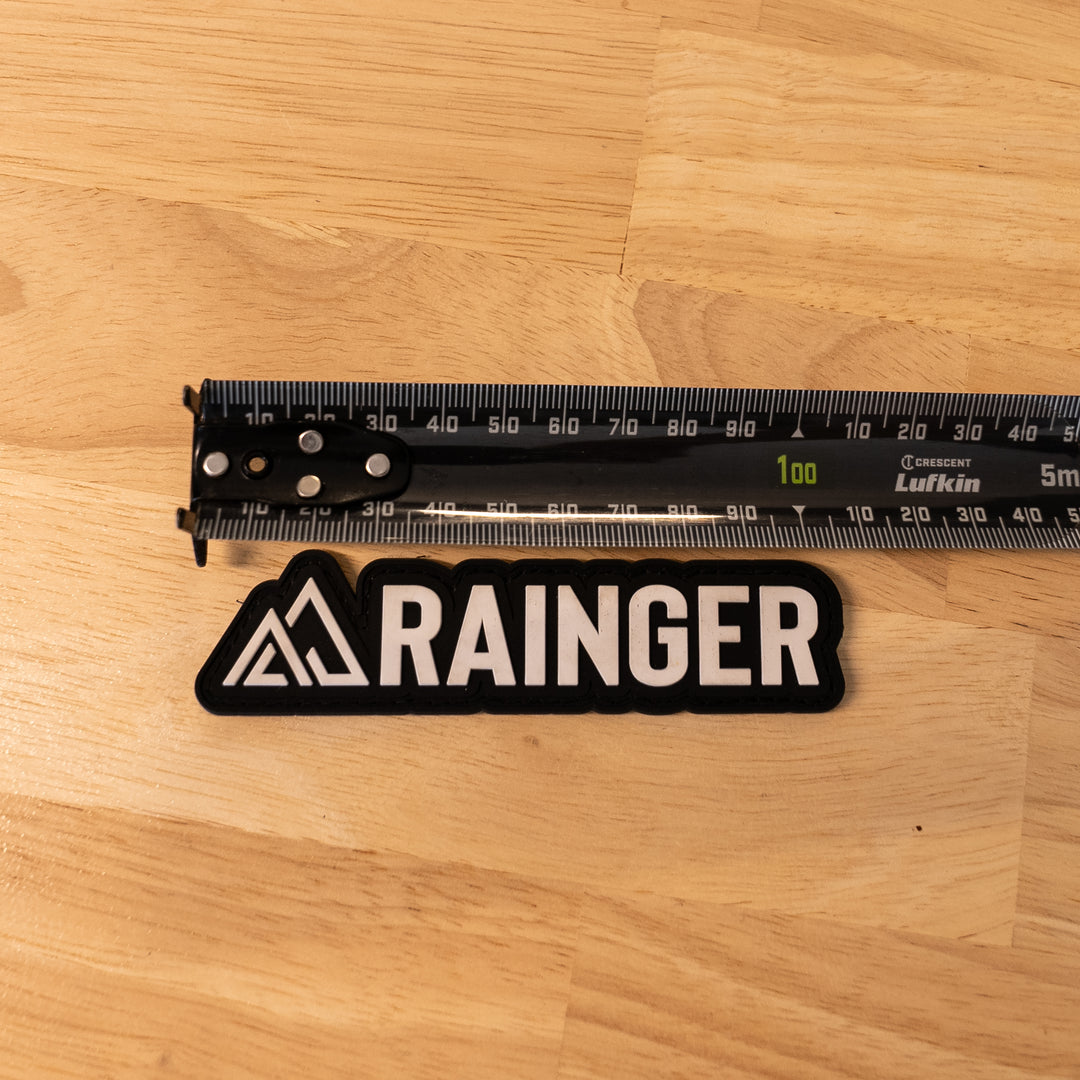 Rainger Premium 3D Velcro-Backed Rubber Logo Patch (110mm x 20mm) detail view