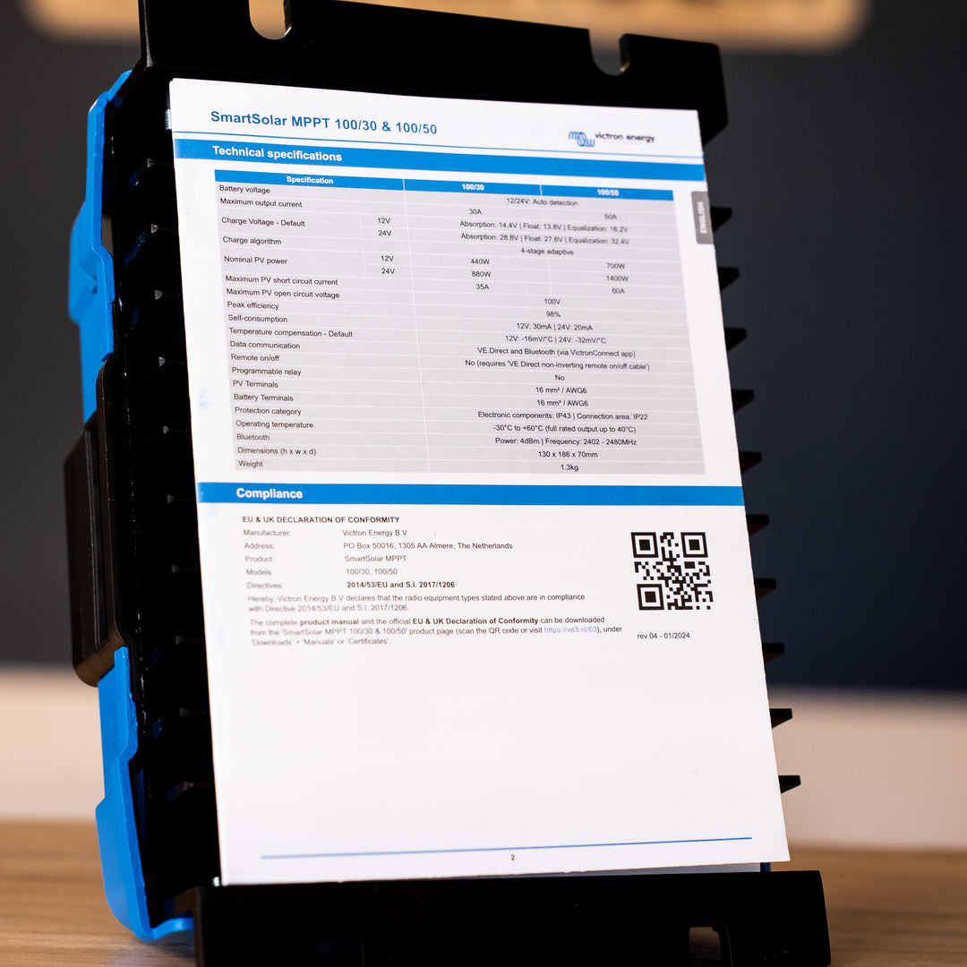Victron – SmartSolar MPPT 100/50 (12/24V, Bluetooth) – SCC110050210 detail view
