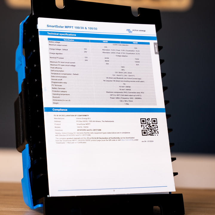 Victron – SmartSolar MPPT 100/50 (12/24V, Bluetooth) – SCC110050210 detail view
