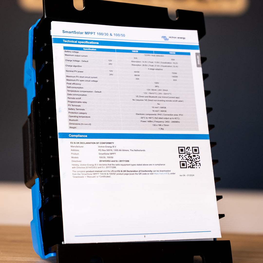 Victron – SmartSolar MPPT 100/50 (12/24V, Bluetooth) – SCC110050210 detail view