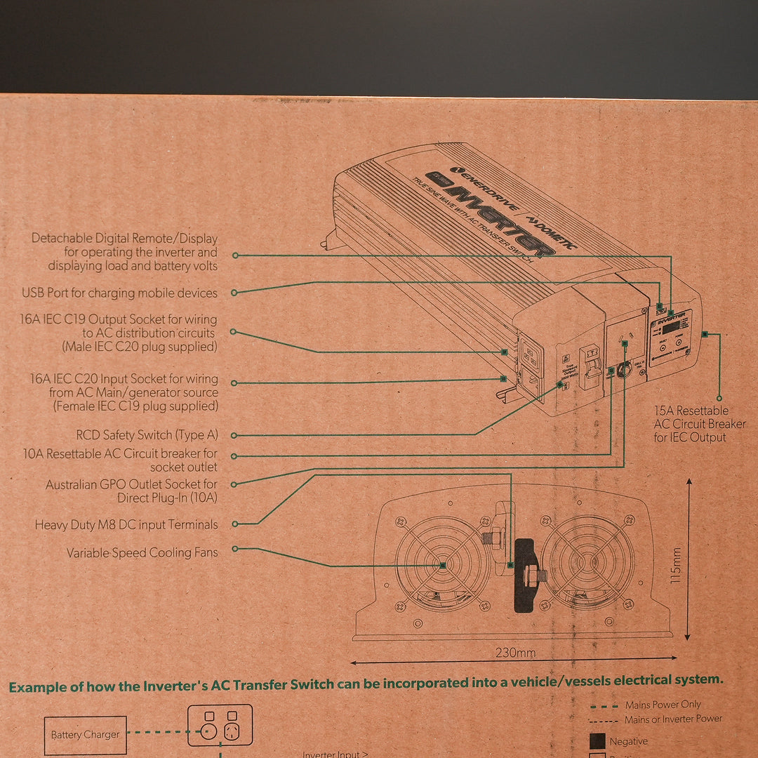 Enerdrive ePOWER 12V 2600W True Sine Wave Inverter - EN1226S-X