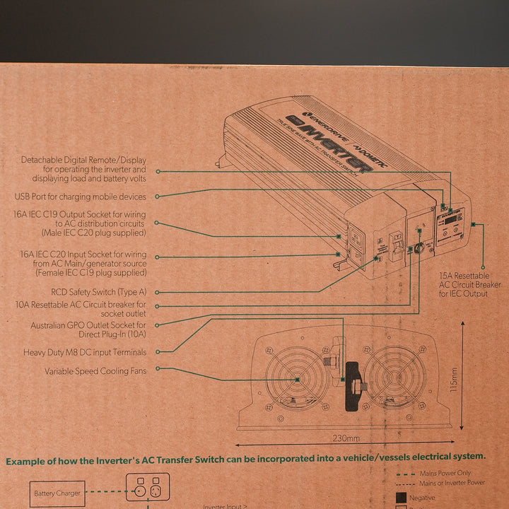 Enerdrive ePOWER 12V 2600W True Sine Wave Inverter - EN1226S-X