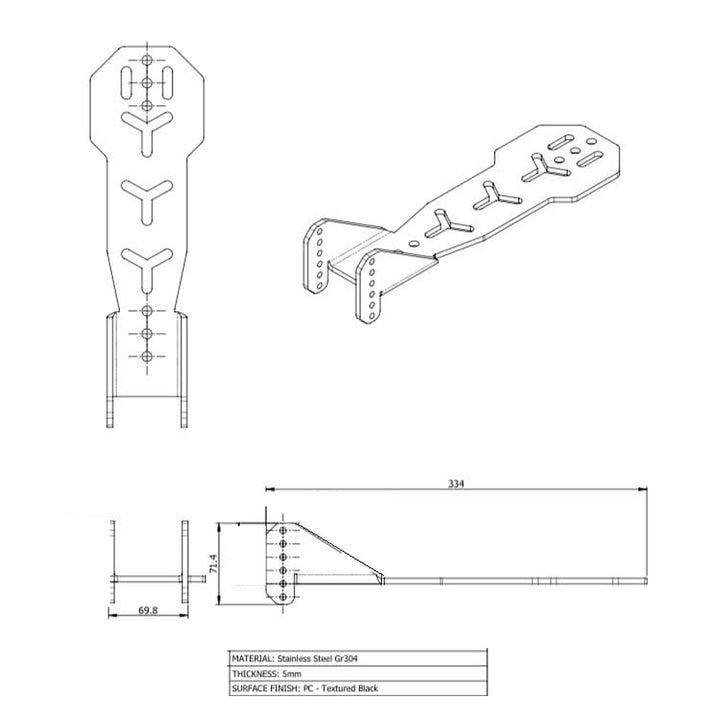 Rainger - Universal 270 Awning Brackets to suit Rhino-Rack Pioneer Platform - 8 Way Adjustable (Pair)